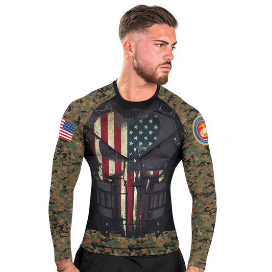 Punisher US Marine Men's Long Sleeve Rash Guard