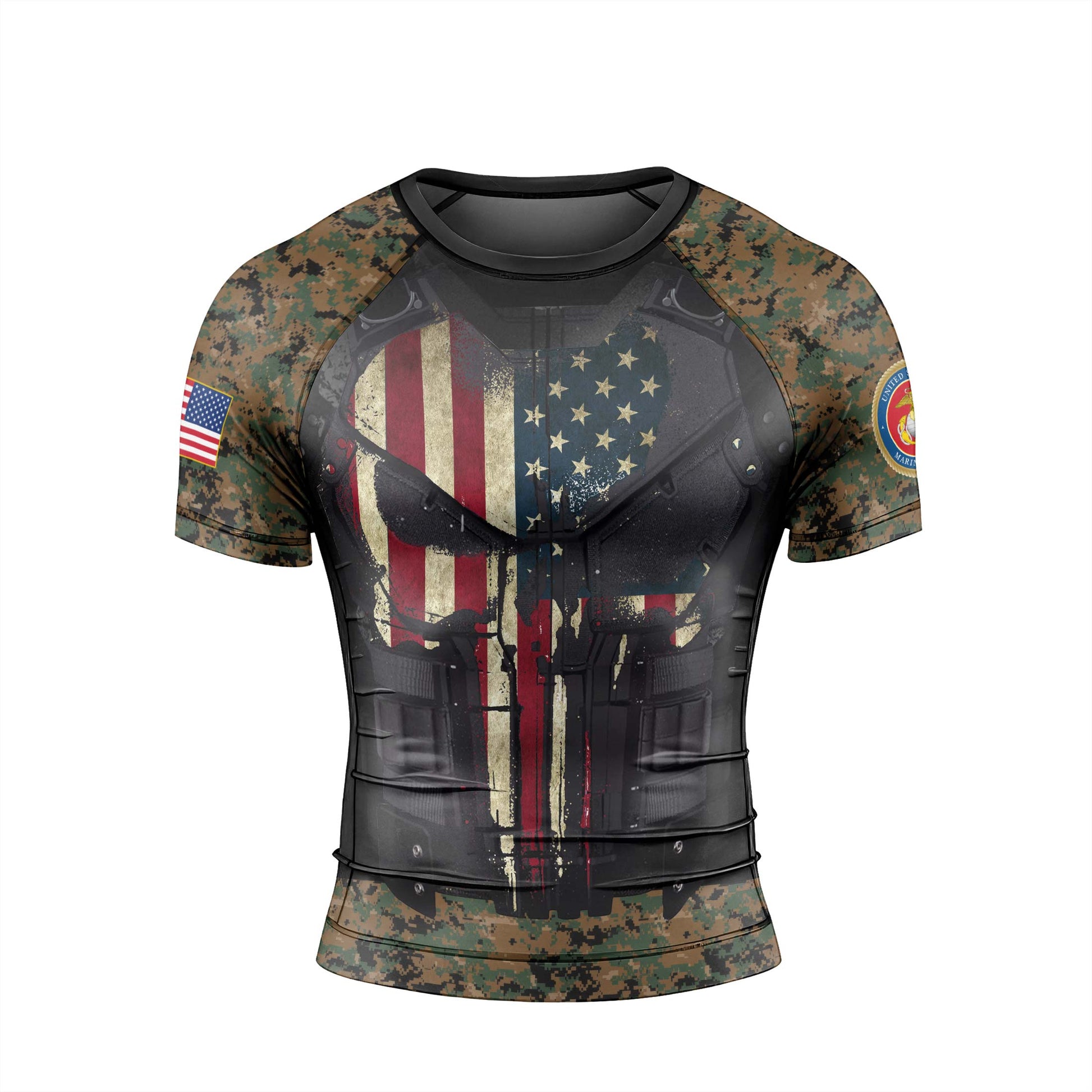 Punisher US Marine Men's Short Sleeve Rash Guard