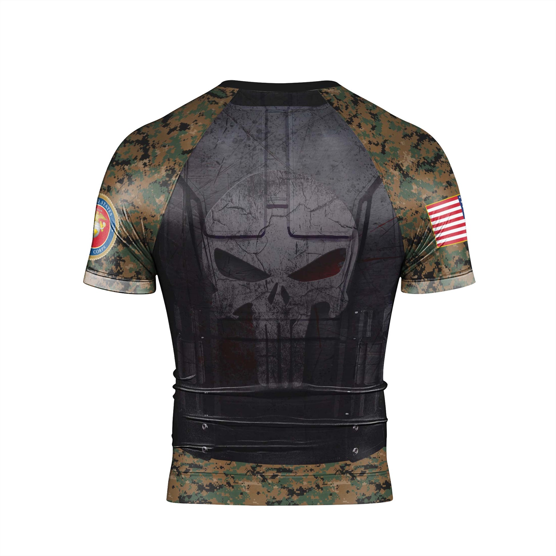 Punisher US Marine Men's Short Sleeve Rash Guard