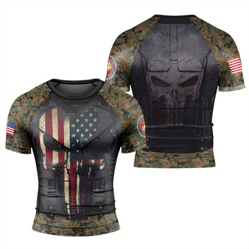 Punisher US Marine Men's Short Sleeve Rash Guard
