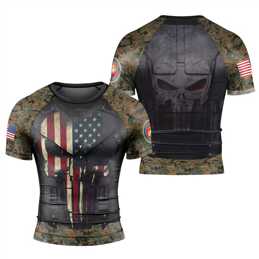 Punisher US Marine Men's Short Sleeve Rash Guard