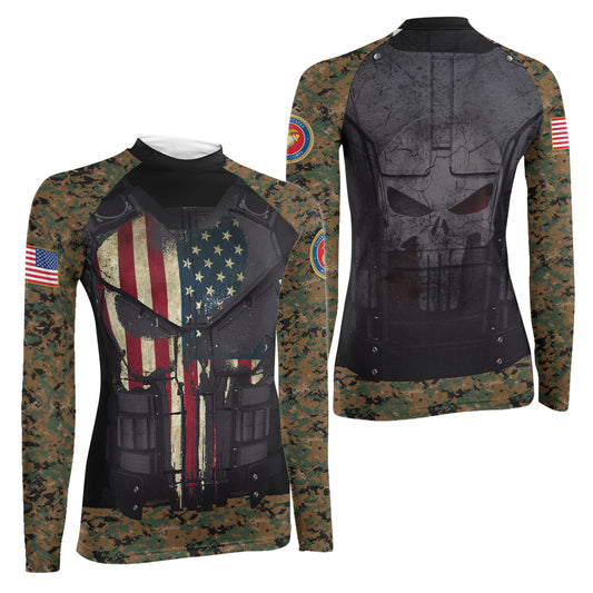 Punisher US Marine Women's Long Sleeve Rash Guard