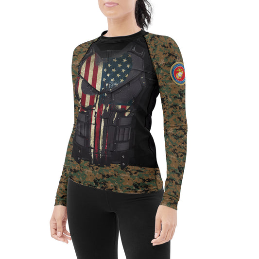 Punisher US Marine Women's Long Sleeve Rash Guard