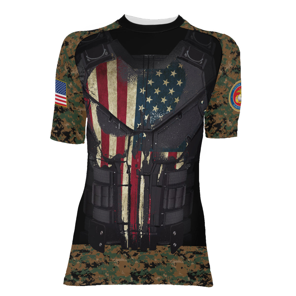 Punisher US Marine Women's Short Sleeve Rash Guard