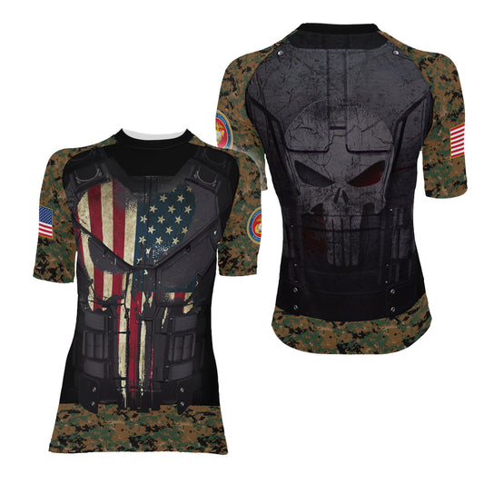 Punisher US Marine Women's Short Sleeve Rash Guard