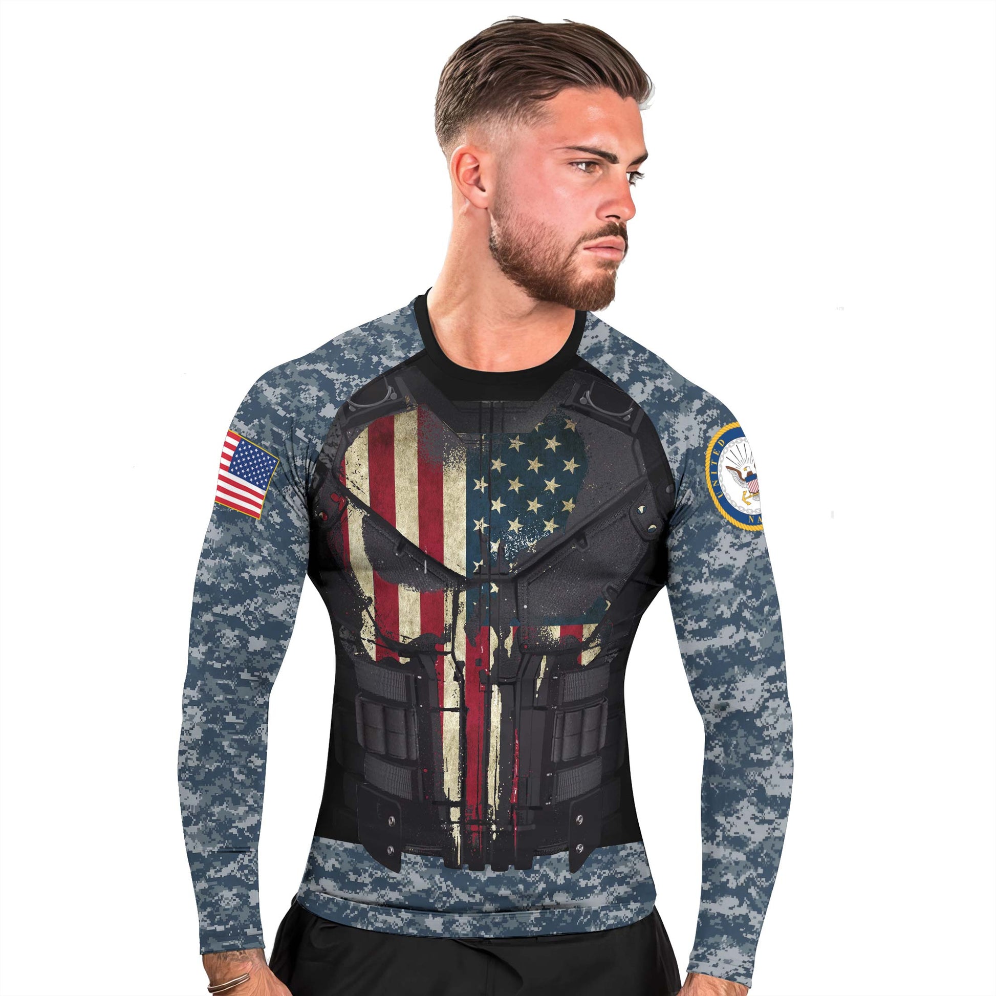 Punisher US Navy Men's Long Sleeve Rash Guard