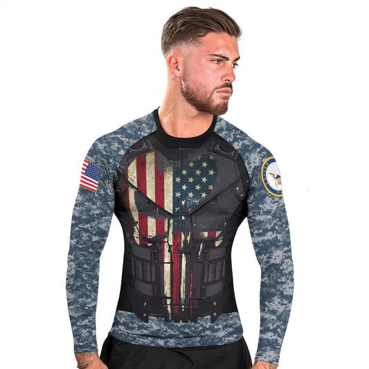 Punisher US Navy Men's Long Sleeve Rash Guard