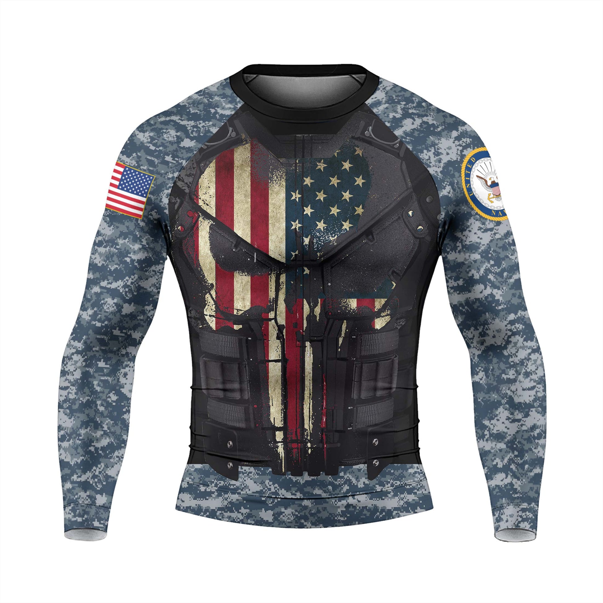 Punisher US Navy Men's Long Sleeve Rash Guard