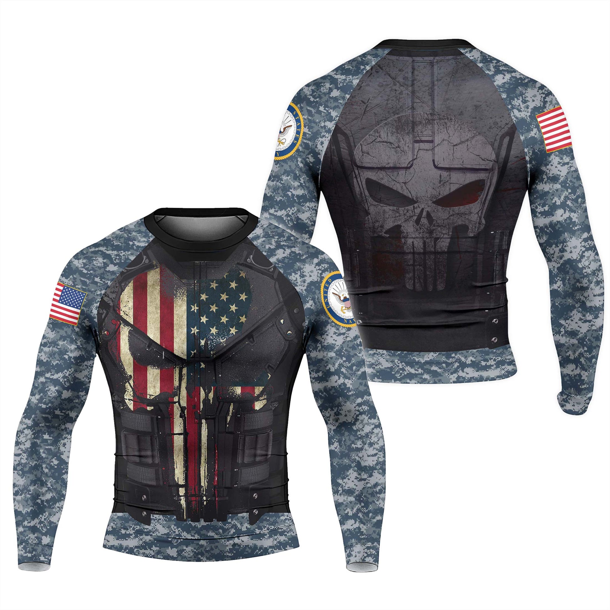 Punisher US Navy Men's Long Sleeve Rash Guard