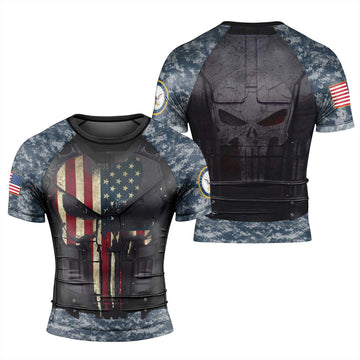 Punisher US Navy Men's Short Sleeve Rash Guard