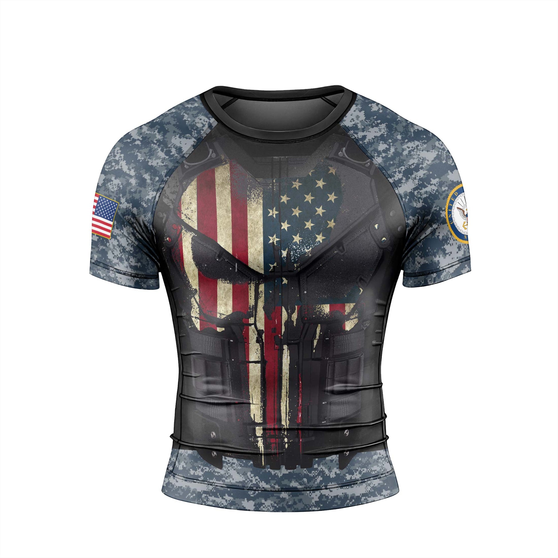 Punisher US Navy Men's Short Sleeve Rash Guard