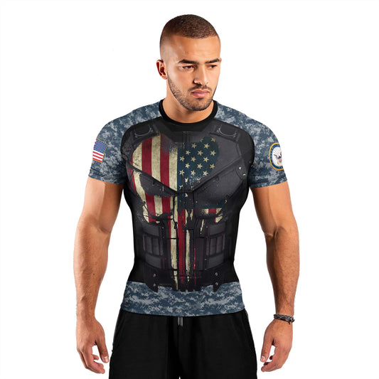 Punisher US Navy Men's Short Sleeve Rash Guard