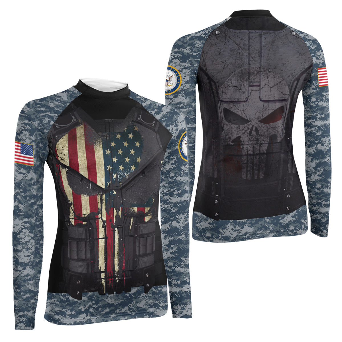 Punisher US Navy Women's Long Sleeve Rash Guard
