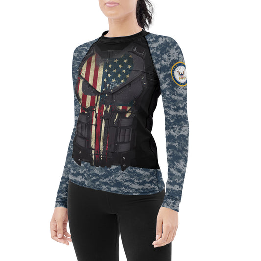 Punisher US Navy Women's Long Sleeve Rash Guard