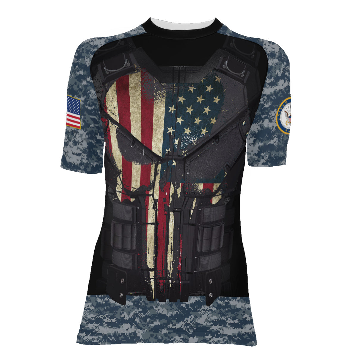 Punisher US Navy Women's Short Sleeve Rash Guard