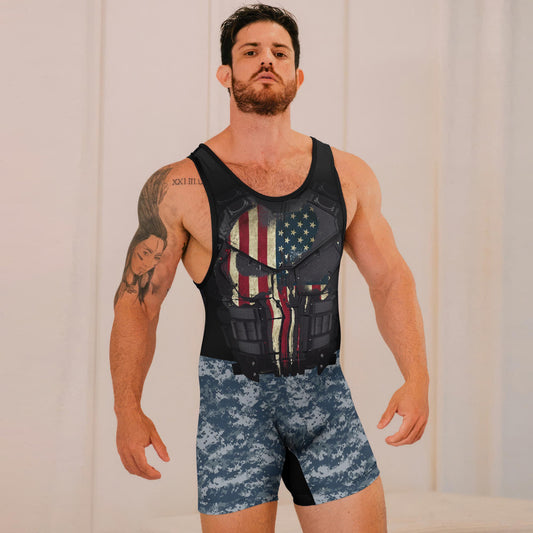 Punisher US Navy Wrestling Singlets