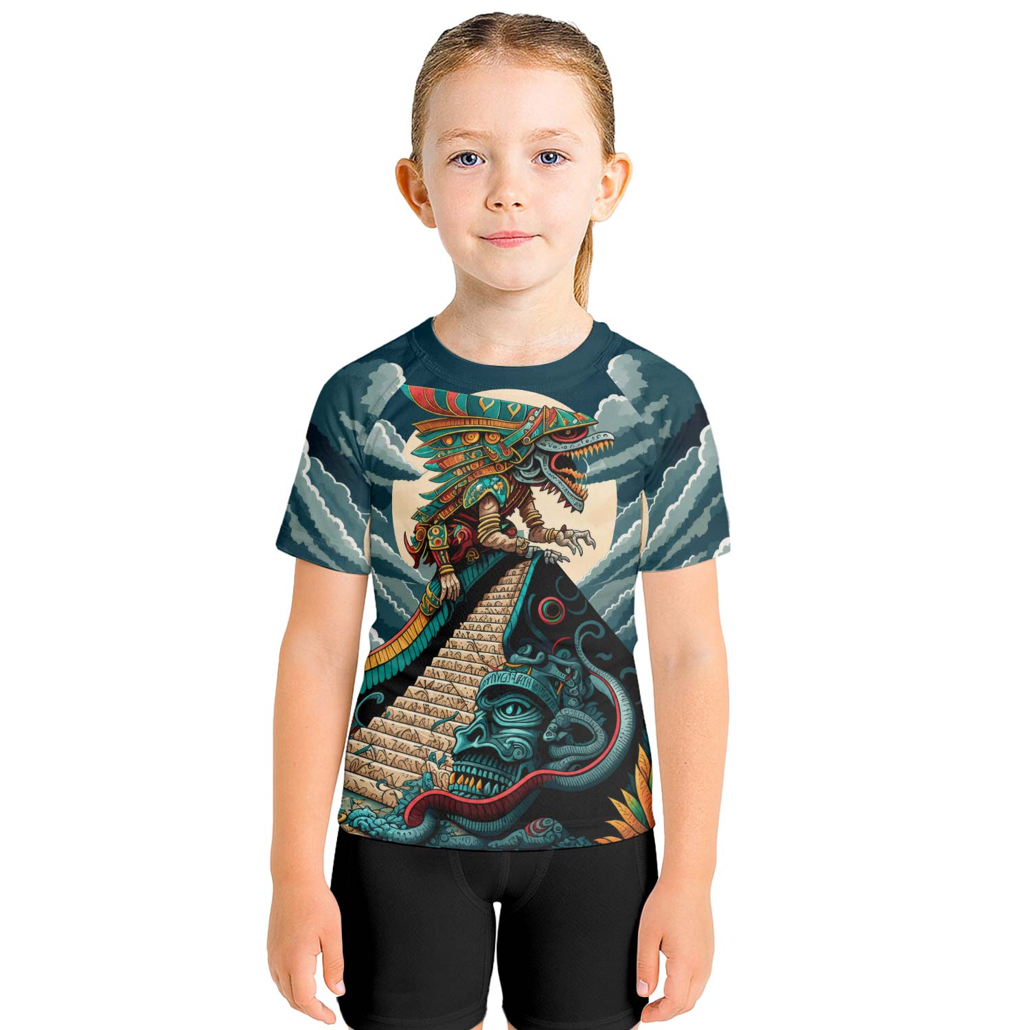 Quetzalcoatl Snake God Kids Rash Guard