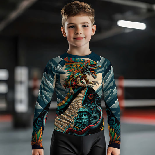 Quetzalcoatl Snake God Kids Rash Guard