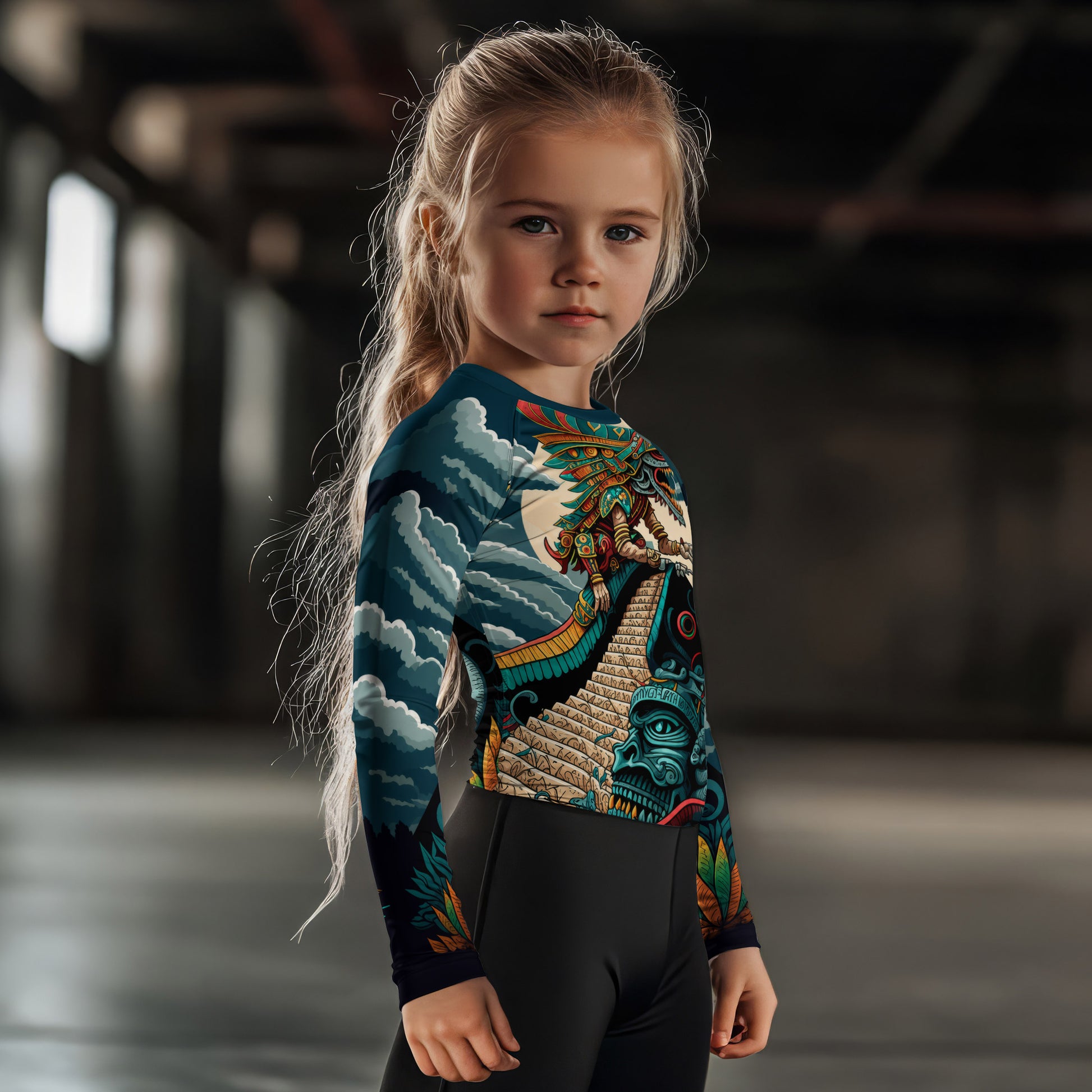 Quetzalcoatl Snake God Kids Rash Guard