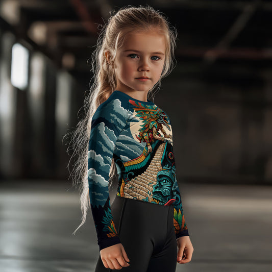 Quetzalcoatl Snake God Kids Rash Guard