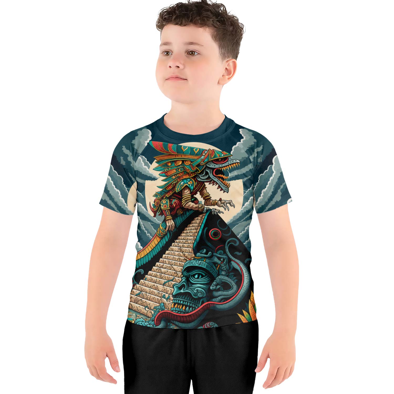 Quetzalcoatl Snake God Kids Rash Guard