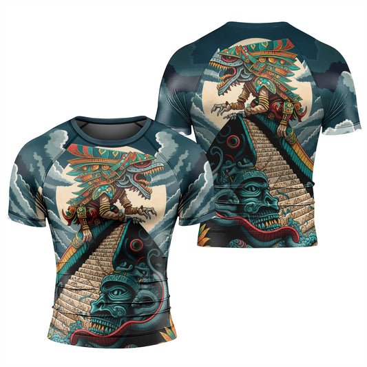 Quetzalcoatl Snake God Men's Short Sleeve Rash Guard