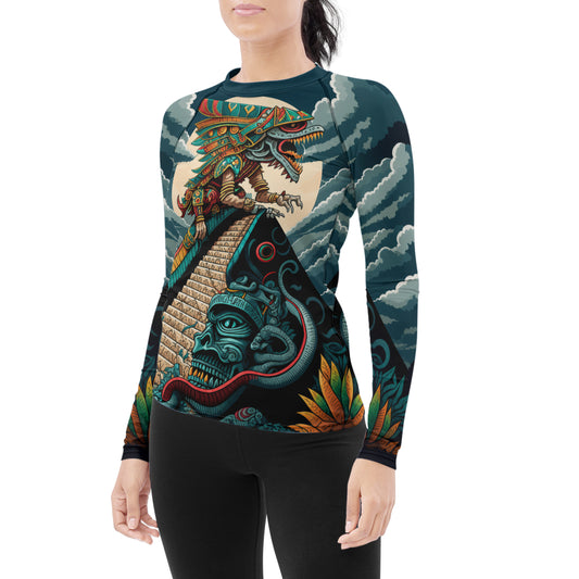 Quetzalcoatl Snake God Women's Long Sleeve Rash Guard