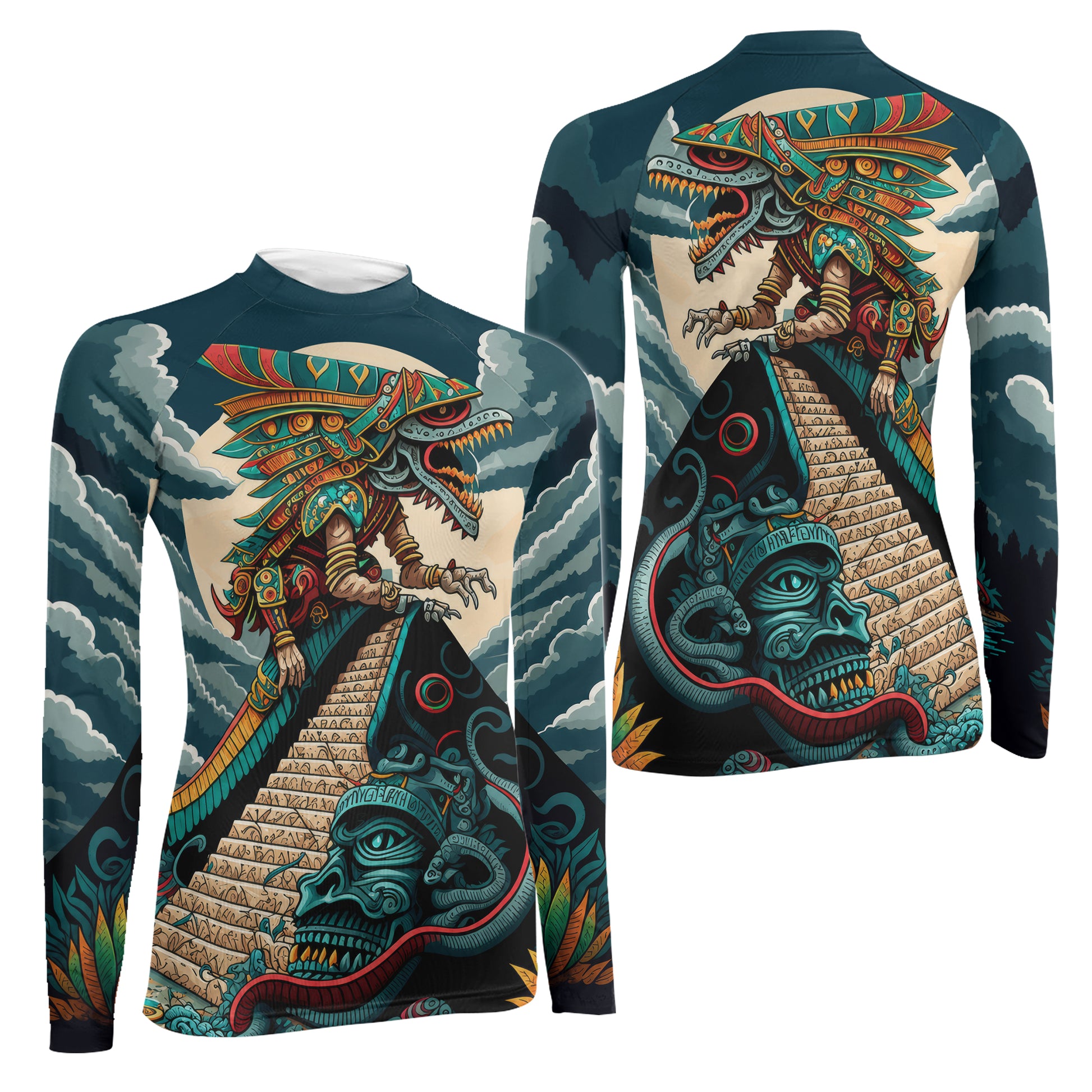 Quetzalcoatl Snake God Women's Long Sleeve Rash Guard