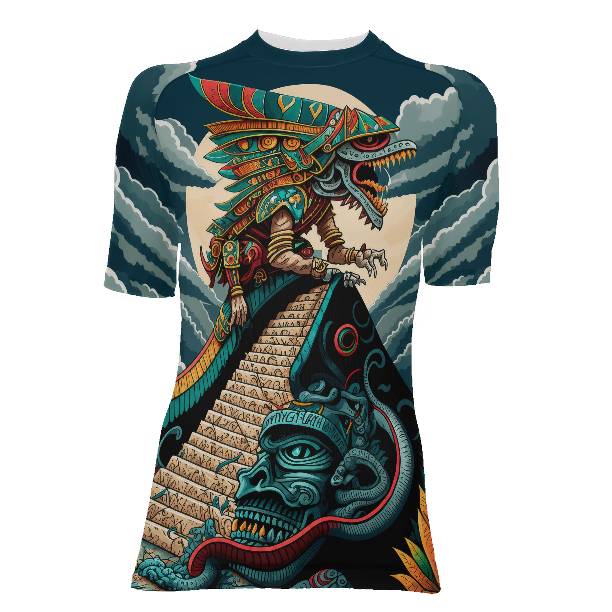Quetzalcoatl Snake God Women's Short Sleeve Rash Guard