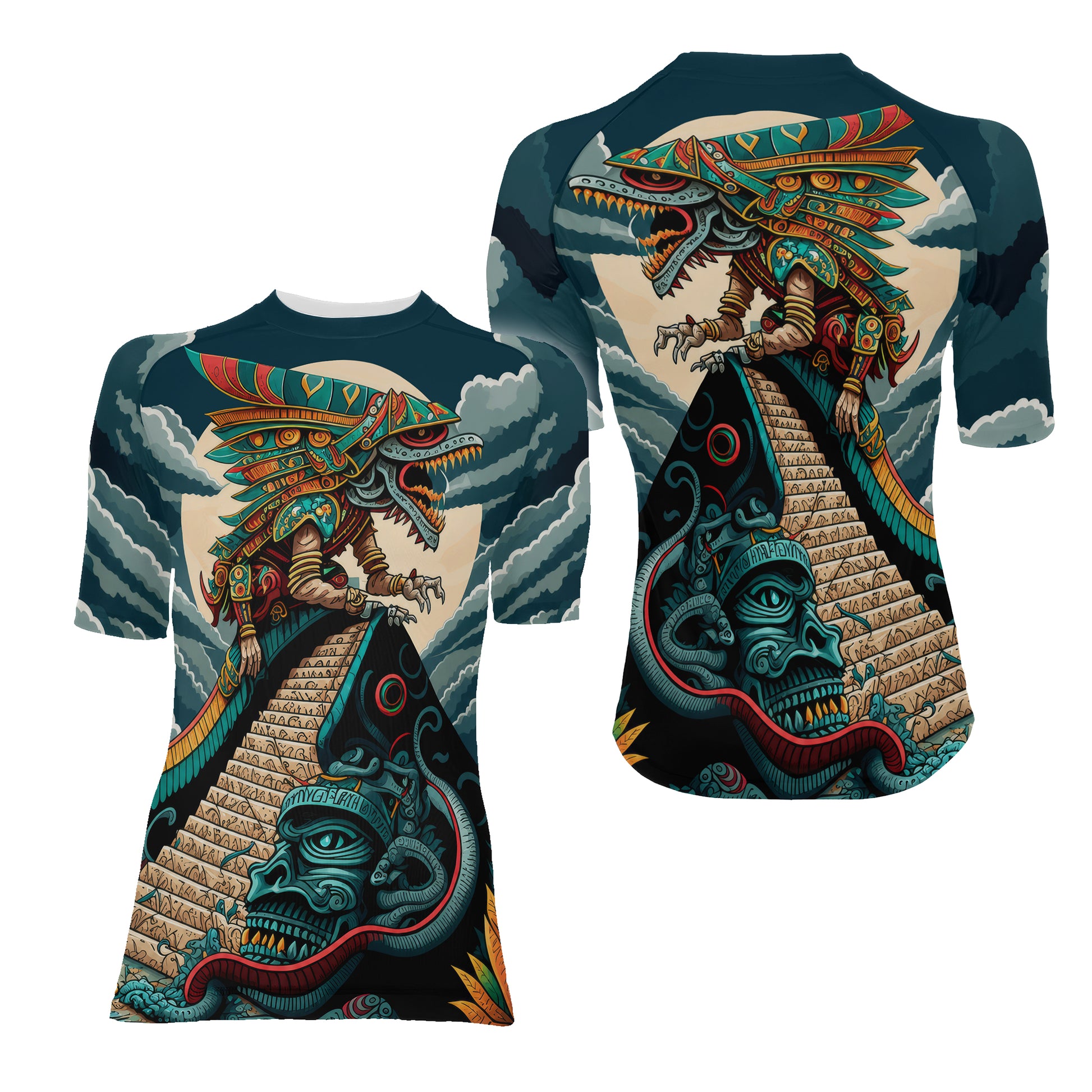 Quetzalcoatl Snake God Women's Short Sleeve Rash Guard