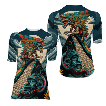 Quetzalcoatl Snake God Women's Short Sleeve Rash Guard