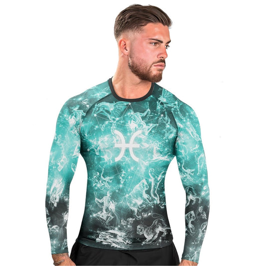 Personalized Zodiac Pisces Long Sleeve Rash Guard - BattleFitGear