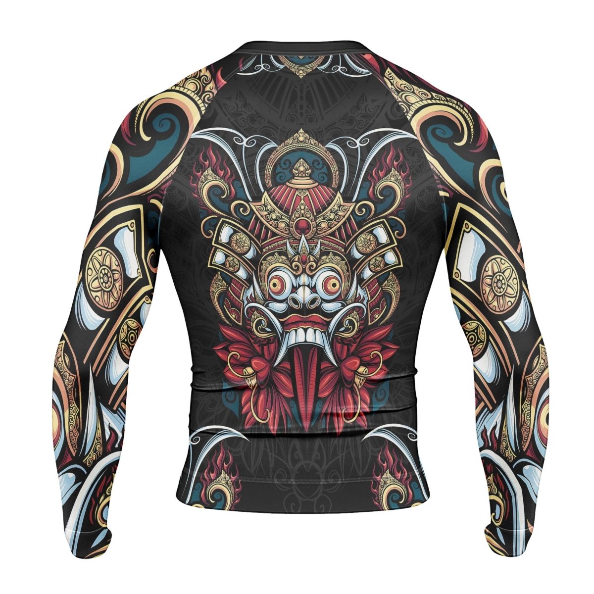 Japanese Weird Samurai Helmet Long Sleeve Rash Guard - BattleFitGear