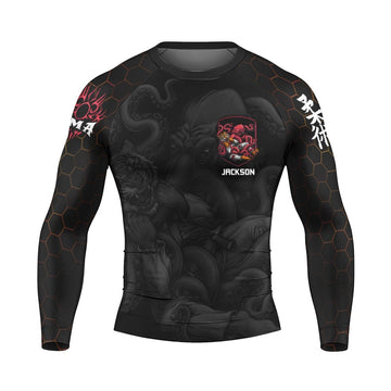 Personalized Cthulhu Battle Tiger Long Sleeve Rash Guard - BattleFitGear