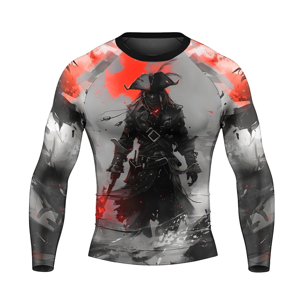 Shadow Pirate Caribbean Men's Long Sleeve Rash Guard - BattleFitGear