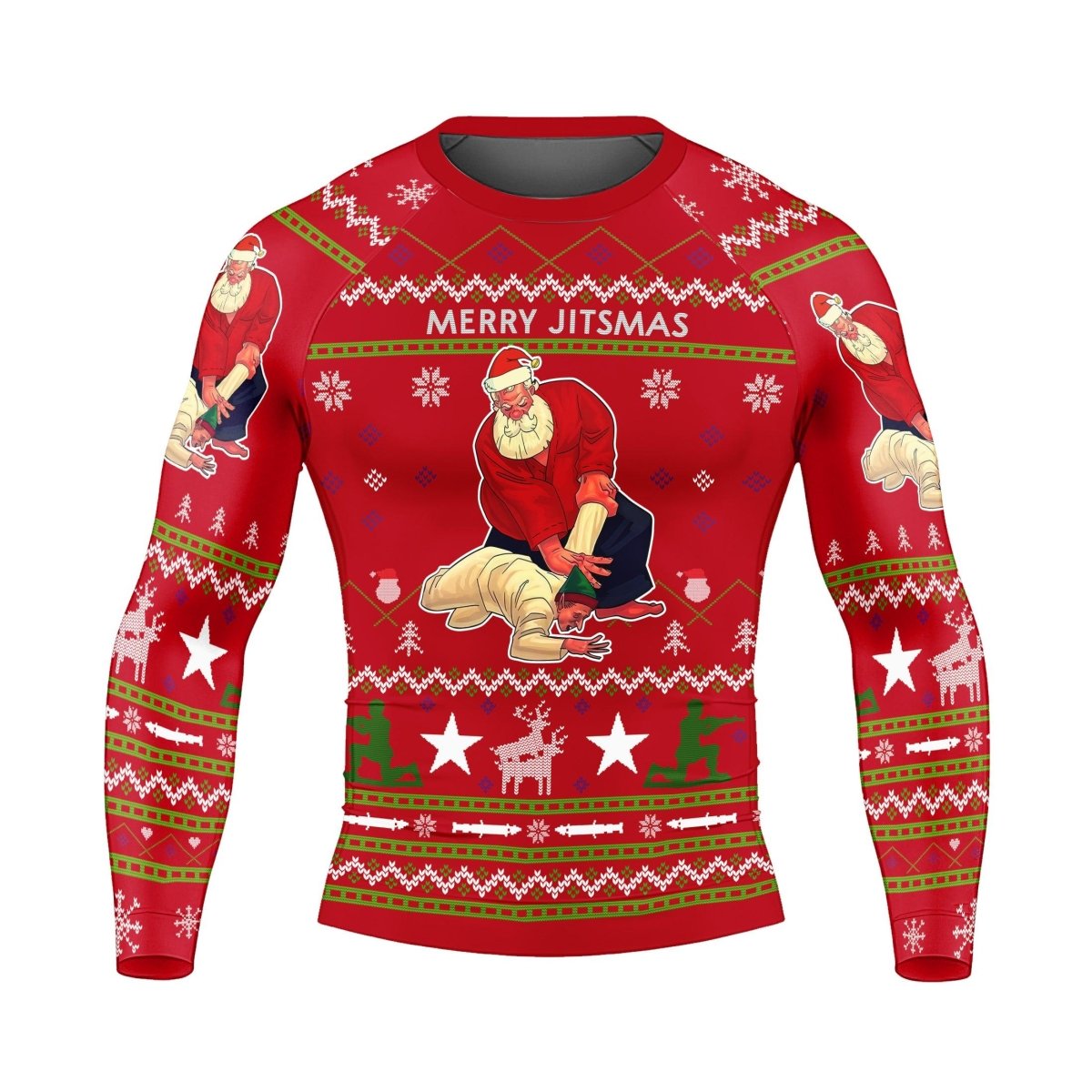 Santa Merry Jitsmas Long Sleeve Rash Guard - BattleFitGear