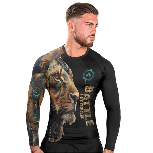 Acient Lion Men's Long Sleeve Rash Guard - BattleFitGear