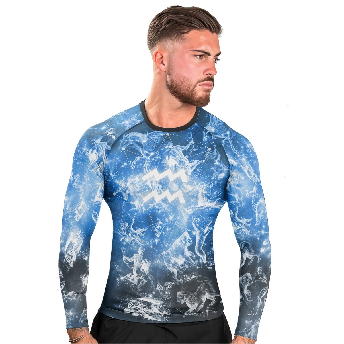 Personalized Zodiac Aquarius Long Sleeve Rash Guard - BattleFitGear