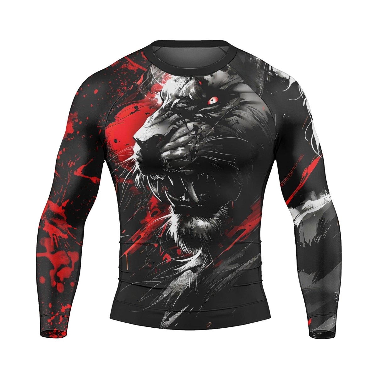 Dangerous Lion Men's Long Sleeve Rash Guard - BattleFitGear