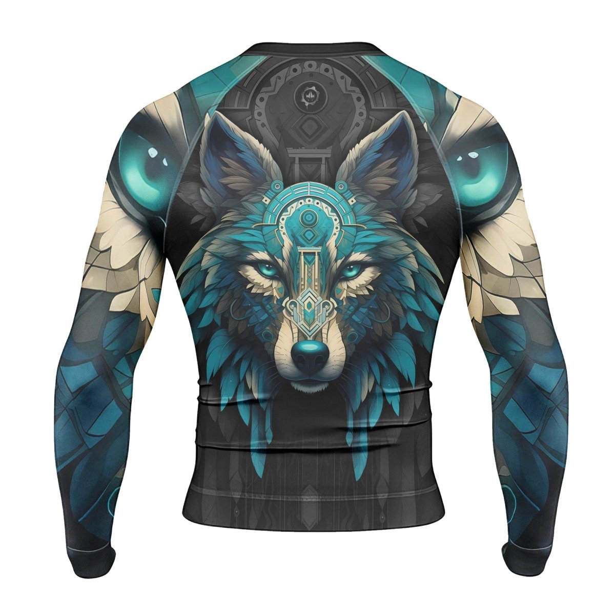 Wolf Tribal Men's Long Sleeve Rash Guard - BattleFitGear