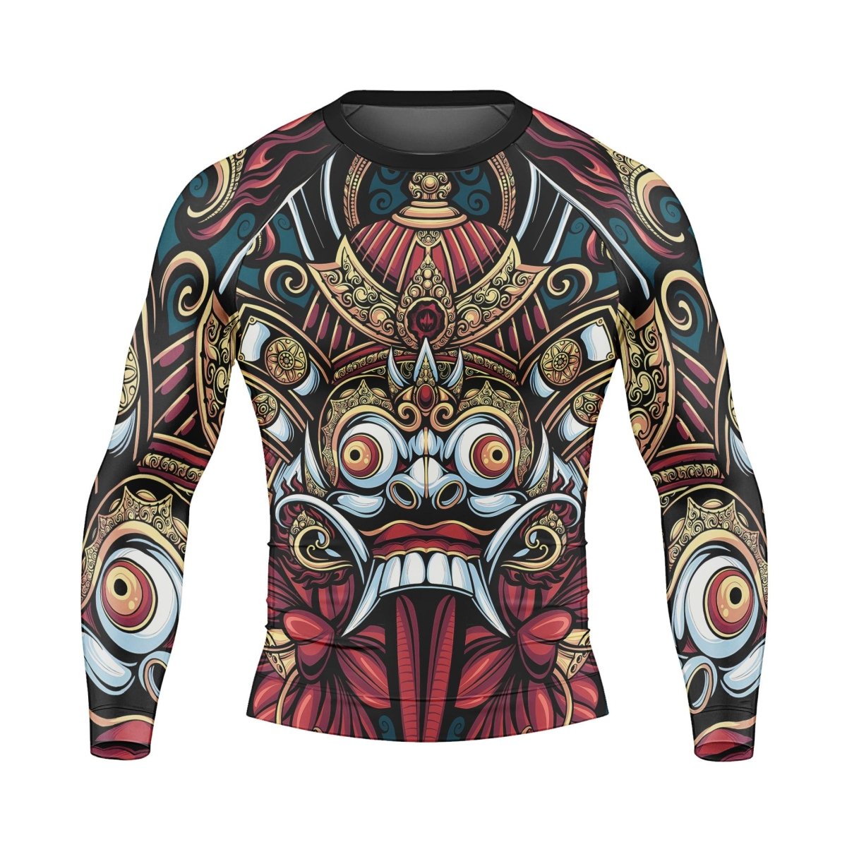 Japanese Weird Samurai Helmet Long Sleeve Rash Guard - BattleFitGear