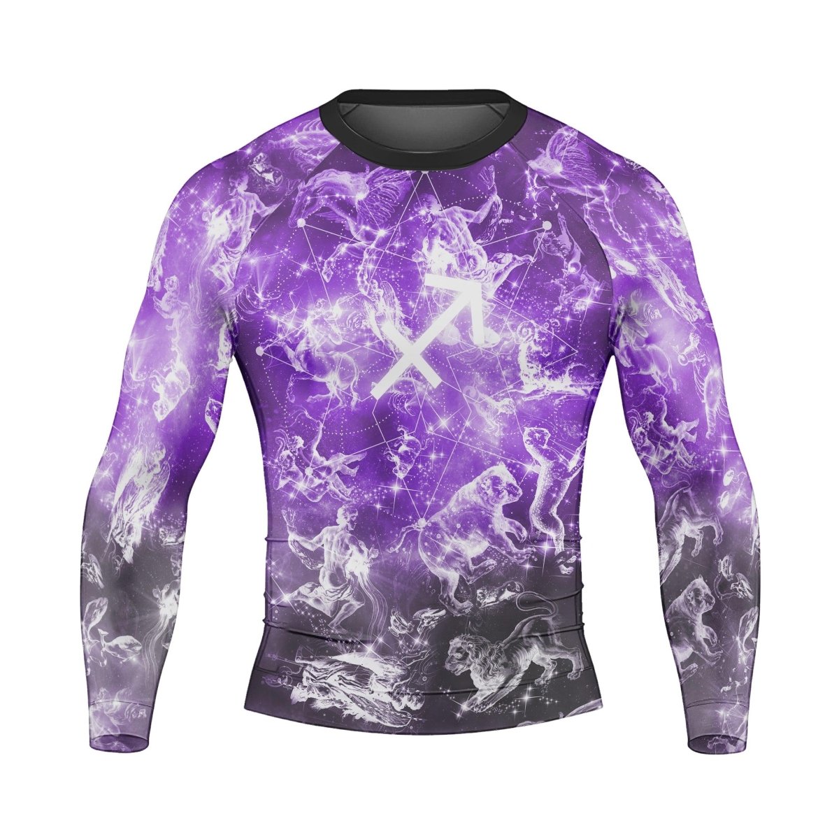 Personalized Zodiac Sagittarius Men's Long Sleeve Rash Guard - BattleFitGear