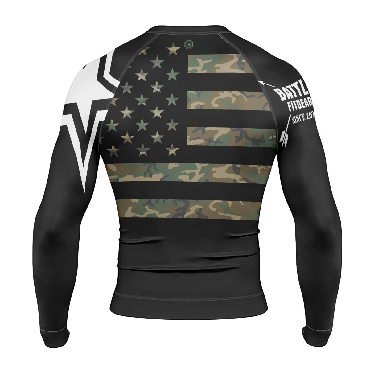 Army Camo Flag Long Sleeve Rash Guard - BattleFitGear