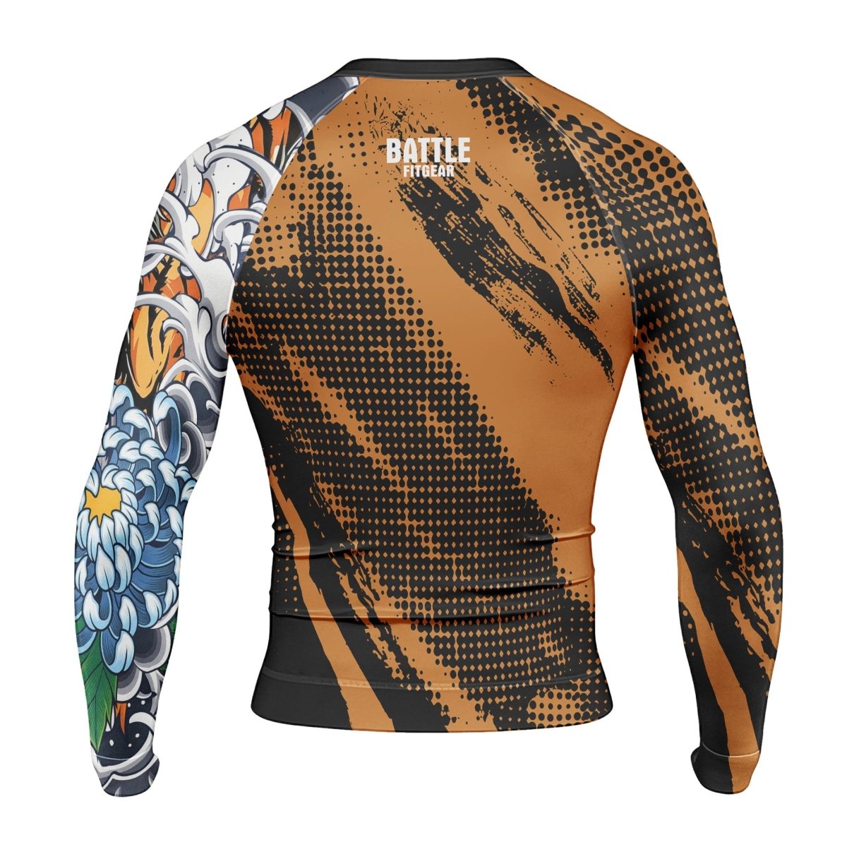 Flower Tiger Long Sleeve Rash Guard - BattleFitGear