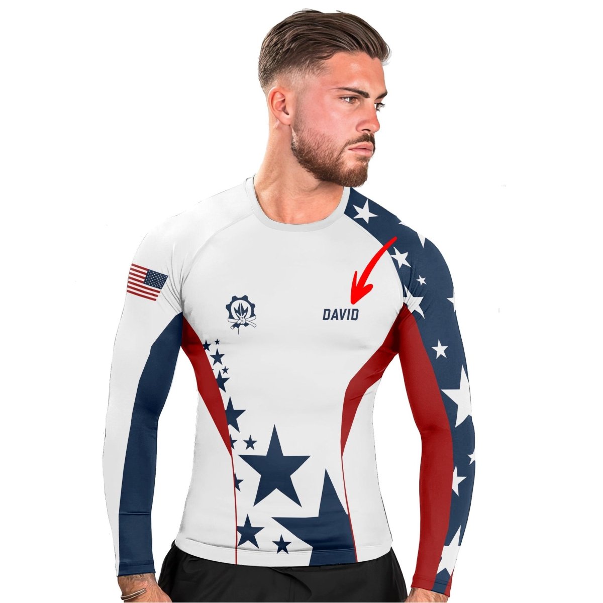 Personalized American Jiu Jitsu Long Sleeve Rash Guard - BattleFitGear