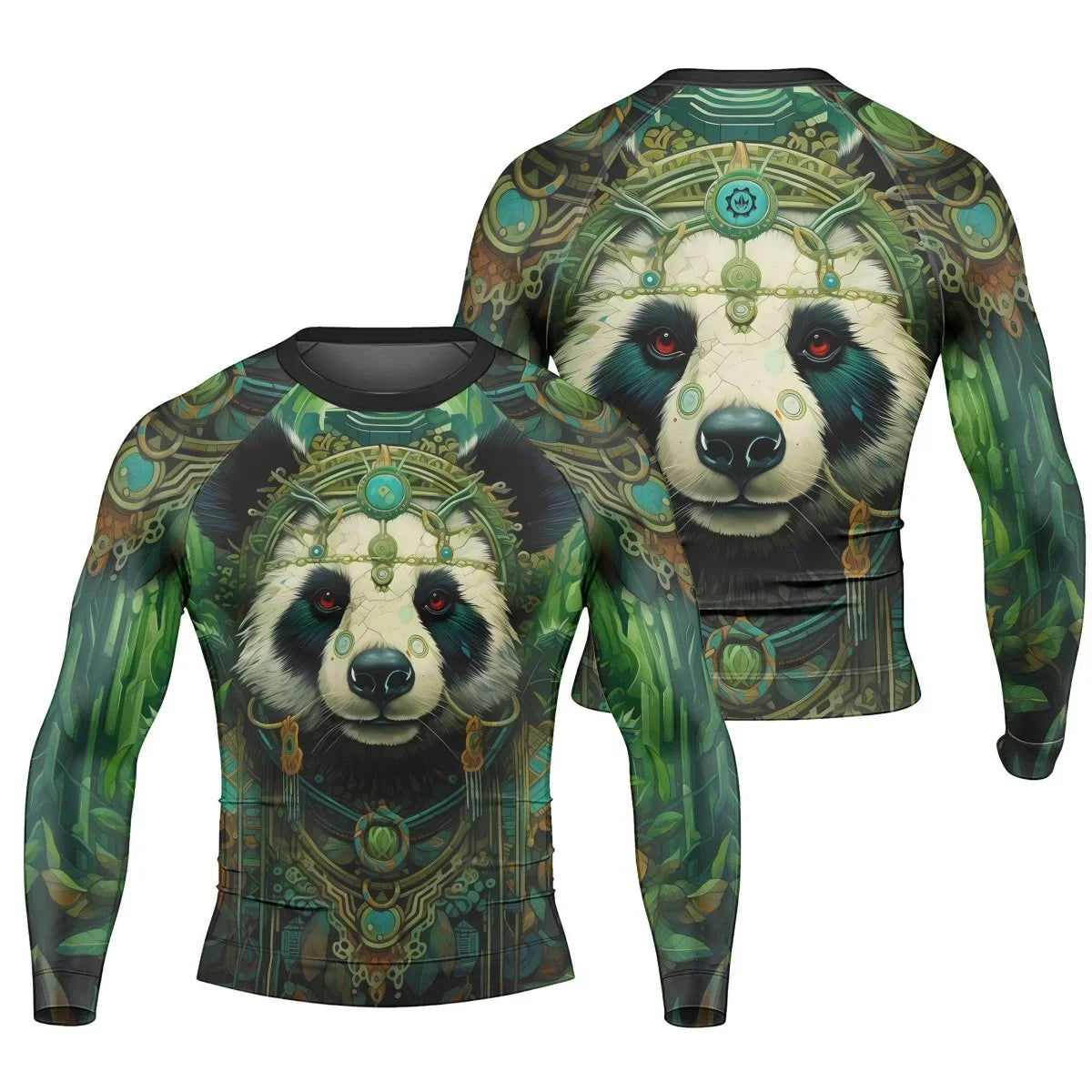 Native Panda Men's Long Sleeve Rash Guard | Panda Compression Shirt