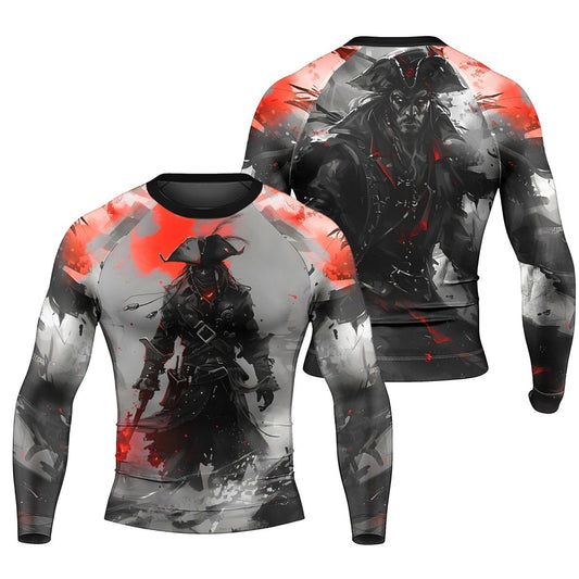 Shadow Pirate Caribbean Men's Long Sleeve Rash Guard - BattleFitGear