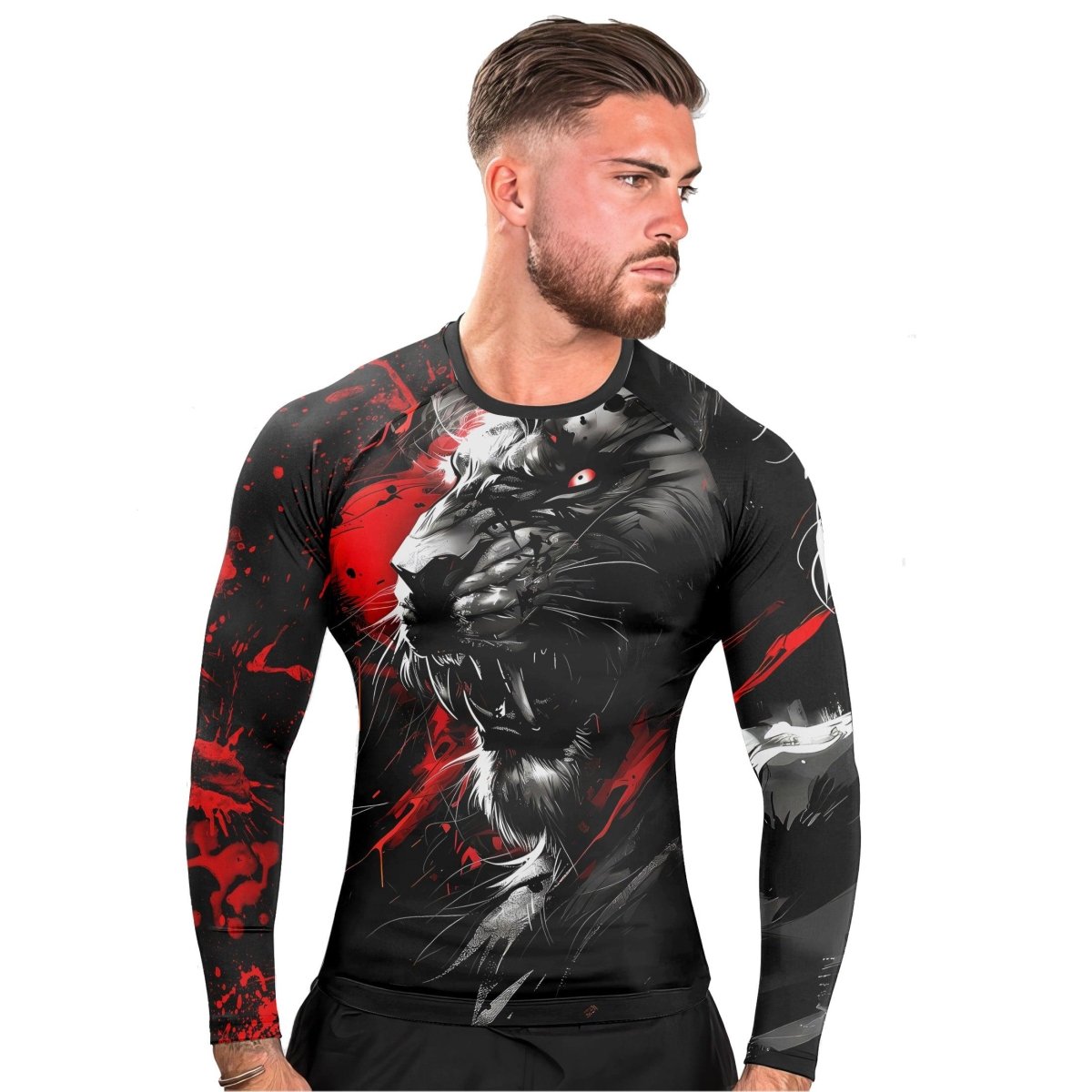 Dangerous Lion Men's Long Sleeve Rash Guard - BattleFitGear