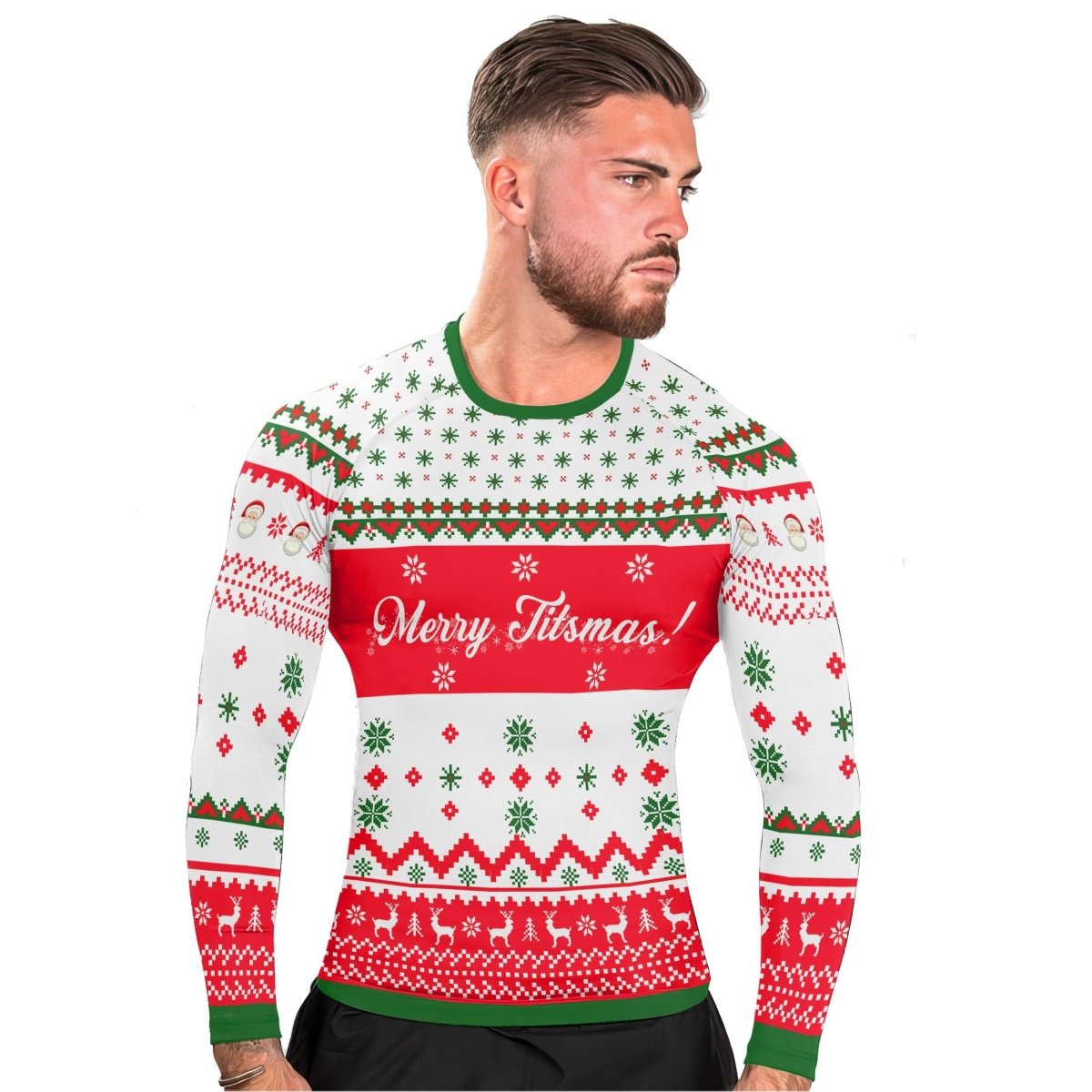 Merry Jitsmas Men's Long Sleeve Rash Guard - BattleFitGear