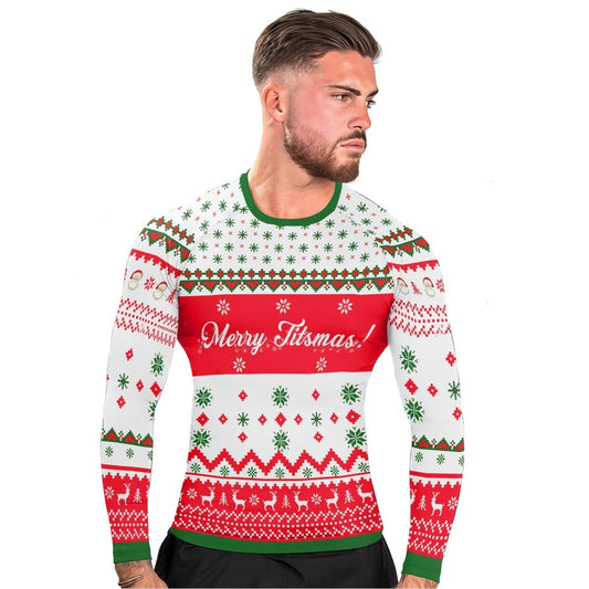 Merry Jitsmas Men's Long Sleeve Rash Guard - BattleFitGear